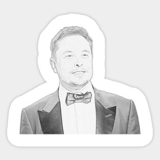 Elon Musk Pencil Sketch Sticker